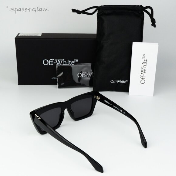 Off-White Men Sunglasses Black Grey Cat Eye OERI13L HAMPTON 1077 NEW AUTHENTIC - Picture 8 of 11